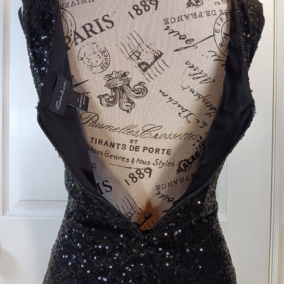 Seductions NWOT Black Sequins Bodycon Cocktail Formal Mini Dress Women Size S - Picture 9 of 16